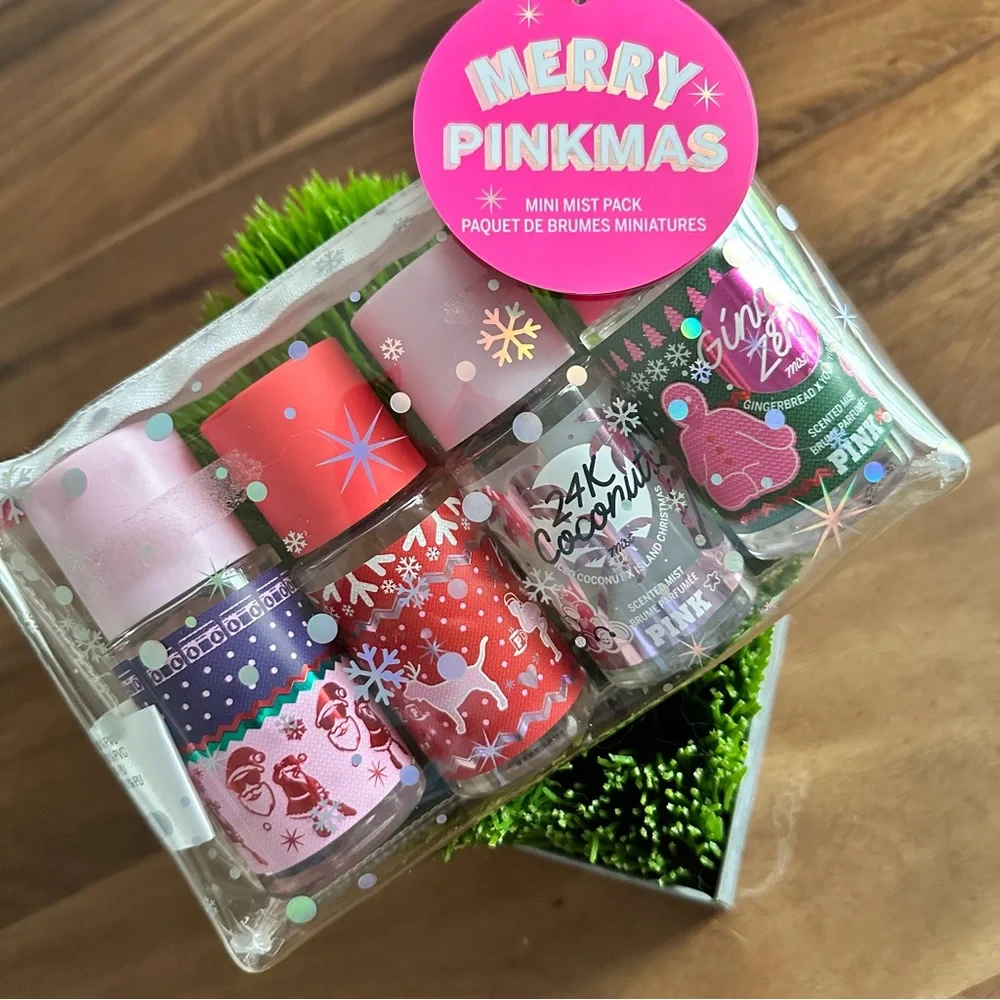 NWT PINK Holiday Merry Pinkmas Mini Mist Pack Set of Four